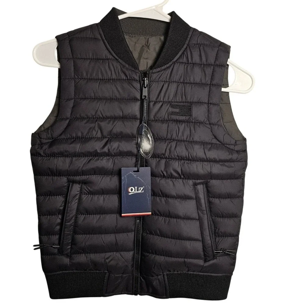 NASA Puffer‎ Vest Black Full Zip Reversable Size 6 Youth NWT